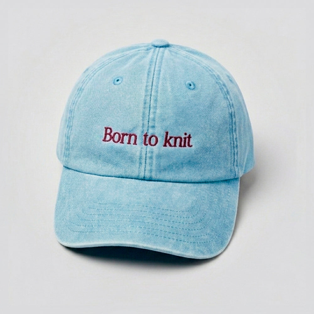 Sunday Knitting Club Born to knit -lippis (vaaleansininen)