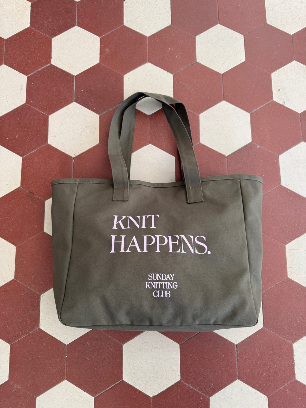 Knit happens -kangaskassi (khaki)