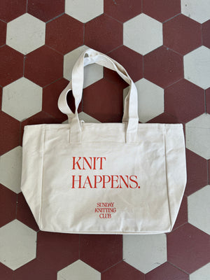 Knit happens -kangaskassi (natural)