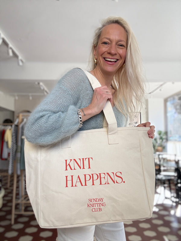 Knit happens -kangaskassi (natural)