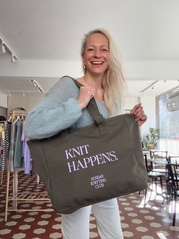 Knit happens -kangaskassi (natural)