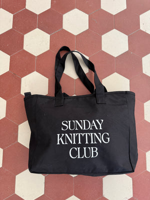 Sunday Knitting Club -kangaskassi (black)