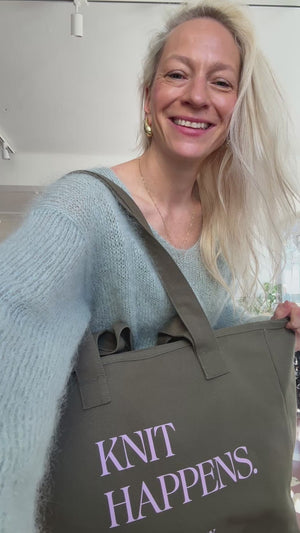 Knit happens -kangaskassi (natural)